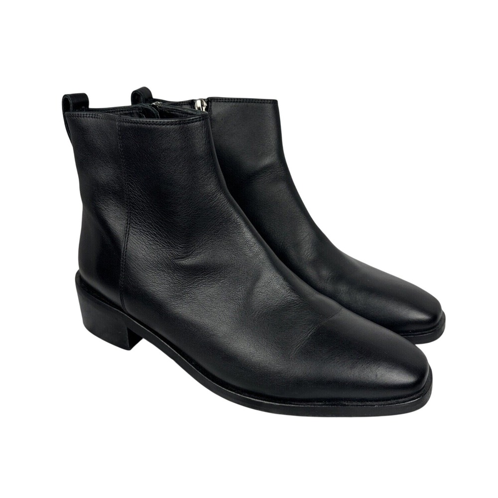 Aquatalia Womens Carisa Ankle Boot Size 9.5 Black Leather Classic‎ Minimalist